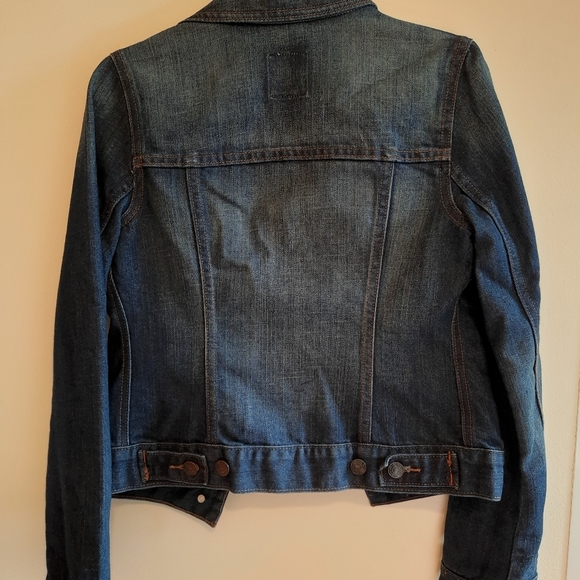 Old Navy Denim Trucker Jacket Dark Wask Worn Look - Picture 9 of 12